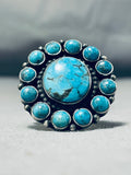 Important Linda Marble Vintage Native American Navajo Satellit Eturquoise Sterling Silver Ring-Nativo Arts