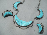 Important Mary Morgan Vintage Native American Navajo Turquoise Sterling Silver Necklace Earrings-Nativo Arts