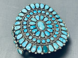 Important Museum Vintage Native American Navajo Turquoise Cluster Sterling Silver Bracelet-Nativo Arts