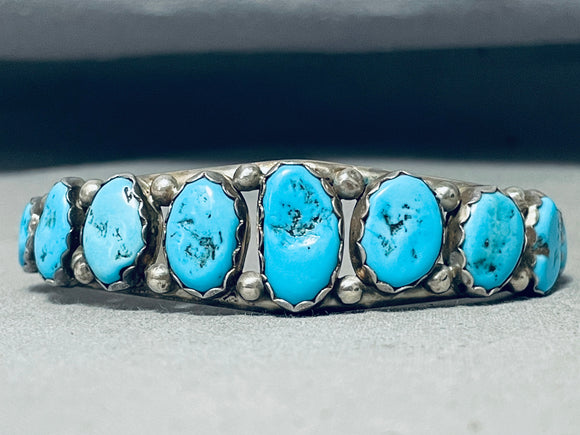 Important Native American Laguna Vintage Gail Bird Turquoise Sterling Silver Bracelet-Nativo Arts