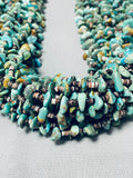 Important Native American Navajo 20 Strand Royston Turquoise Heishi Necklace-Nativo Arts