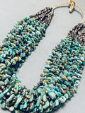 Important Native American Navajo 20 Strand Royston Turquoise Heishi Necklace-Nativo Arts