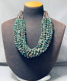 Important Native American Navajo 20 Strand Royston Turquoise Heishi Necklace-Nativo Arts