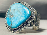 Important Native American Navajo Blue Diamond Turquoise Sterling Silver Bracelet-Nativo Arts