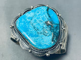 Important Native American Navajo Blue Diamond Turquoise Sterling Silver Bracelet-Nativo Arts