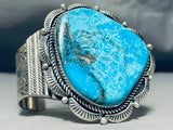 Important Native American Navajo Blue Diamond Turquoise Sterling Silver Bracelet-Nativo Arts