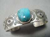 Important Native American Navajo Royston Turquoise Sterling Silver Bracelet Native-Nativo Arts