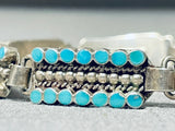 Important One Of Best Vintage Native American Zuni Dishta Turquoise Sterling Silver Bracelet-Nativo Arts
