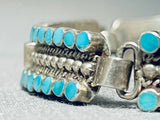 Important One Of Best Vintage Native American Zuni Dishta Turquoise Sterling Silver Bracelet-Nativo Arts