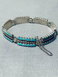 Important One Of Best Vintage Native American Zuni Dishta Turquoise Sterling Silver Bracelet-Nativo Arts