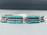 Important One Of Best Vintage Native American Zuni Dishta Turquoise Sterling Silver Bracelet-Nativo Arts