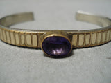 Important Raymond Bennett Vintage Native American Navajo Gold Amethyst Sterling Silver Bracelet-Nativo Arts