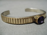 Important Raymond Bennett Vintage Native American Navajo Gold Amethyst Sterling Silver Bracelet-Nativo Arts