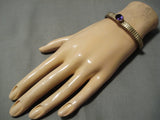 Important Raymond Bennett Vintage Native American Navajo Gold Amethyst Sterling Silver Bracelet-Nativo Arts