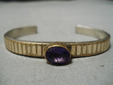 Important Raymond Bennett Vintage Native American Navajo Gold Amethyst Sterling Silver Bracelet-Nativo Arts