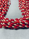 Important Rich Whitegoat Native American Navajo Coral Heishi Necklace-Nativo Arts