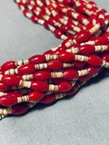 Important Rich Whitegoat Native American Navajo Coral Heishi Necklace-Nativo Arts