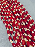 Important Rich Whitegoat Native American Navajo Coral Heishi Necklace-Nativo Arts