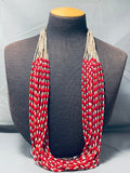 Important Rich Whitegoat Native American Navajo Coral Heishi Necklace-Nativo Arts