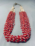 Important Rich Whitegoat Native American Navajo Coral Heishi Necklace-Nativo Arts