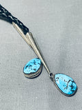 Important Rob Leekya Turquoise Vintage Native American Navajo Sterling Silver Bolo Tie-Nativo Arts