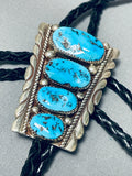 Important Rob Leekya Turquoise Vintage Native American Navajo Sterling Silver Bolo Tie-Nativo Arts