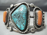 Important Turquoise Vintage Native American Navajo Blue Warrior Mine Sterling Silver Bracelet-Nativo Arts