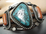 Important Turquoise Vintage Native American Navajo Blue Warrior Mine Sterling Silver Bracelet-Nativo Arts