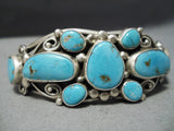 Important Verdy Jake Native American Navajo Blue Gem Turquoise Sterling Silver Bracelet-Nativo Arts