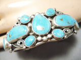 Important Verdy Jake Native American Navajo Blue Gem Turquoise Sterling Silver Bracelet-Nativo Arts