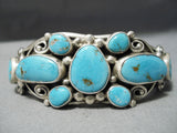 Important Verdy Jake Native American Navajo Blue Gem Turquoise Sterling Silver Bracelet-Nativo Arts