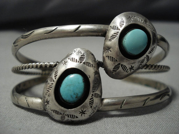 Important Vintage Hopi/ Native American Jewelry Navajo Turquoise Sterling Silver Bracelet Old-Nativo Arts