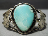 Important Vintage Native American Navajo Apache Turquoise Sterling Silver Bracelet Old-Nativo Arts