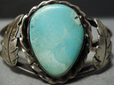 Important Vintage Native American Navajo Apache Turquoise Sterling Silver Bracelet Old-Nativo Arts