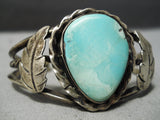 Important Vintage Native American Navajo Apache Turquoise Sterling Silver Bracelet Old-Nativo Arts