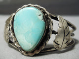 Important Vintage Native American Navajo Apache Turquoise Sterling Silver Bracelet Old-Nativo Arts