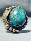 Important Vintage Native American Navajo Apache Turquoise Sterling Silver Ring-Nativo Arts