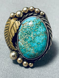 Important Vintage Native American Navajo Apache Turquoise Sterling Silver Ring-Nativo Arts