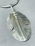 Important Vintage Native American Navajo Ben Begaye (d) Sterling Silver Feather Necklace-Nativo Arts