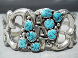 Important Vintage Native American Navajo Chee Family Turquoise Sterling Silver Geomtric Bracelet-Nativo Arts