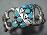 Important Vintage Native American Navajo Chee Family Turquoise Sterling Silver Geomtric Bracelet-Nativo Arts
