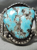 Important Vintage Native American Navajo Gilbert Turquoise Sterling Silver Bracelet Old-Nativo Arts