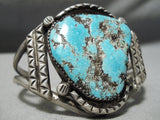 Important Vintage Native American Navajo Gilbert Turquoise Sterling Silver Bracelet Old-Nativo Arts