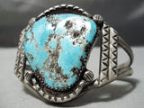 Important Vintage Native American Navajo Gilbert Turquoise Sterling Silver Bracelet Old-Nativo Arts