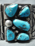 Important Vintage Native American Navajo Morenci Turquoise Sterling Silver Watch Bracelet-Nativo Arts
