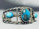 Important Vintage Native American Navajo Old Deposit Morenci Turquoise Sterling Silver Bracelet-Nativo Arts