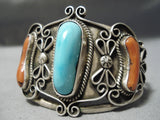 Important Vintage Native American Navajo 'Original Sticker' Turquoise Sterling Silver Bracelet-Nativo Arts
