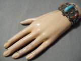 Important Vintage Native American Navajo 'Original Sticker' Turquoise Sterling Silver Bracelet-Nativo Arts