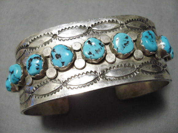Important Vintage Native American Navajo Ray Adakai Turquoise Sterling Silver Bracelet-Nativo Arts