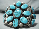 Important Vintage Native American Navajo Roger Skeets Turquoise Cluster Sterling Silver Bracelet-Nativo Arts
